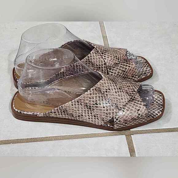 Sam Edelman Idina snakeskin Sesame Slip On Open Toe Mule Slide Flat Sandal sz 7 - Picture 3 of 7